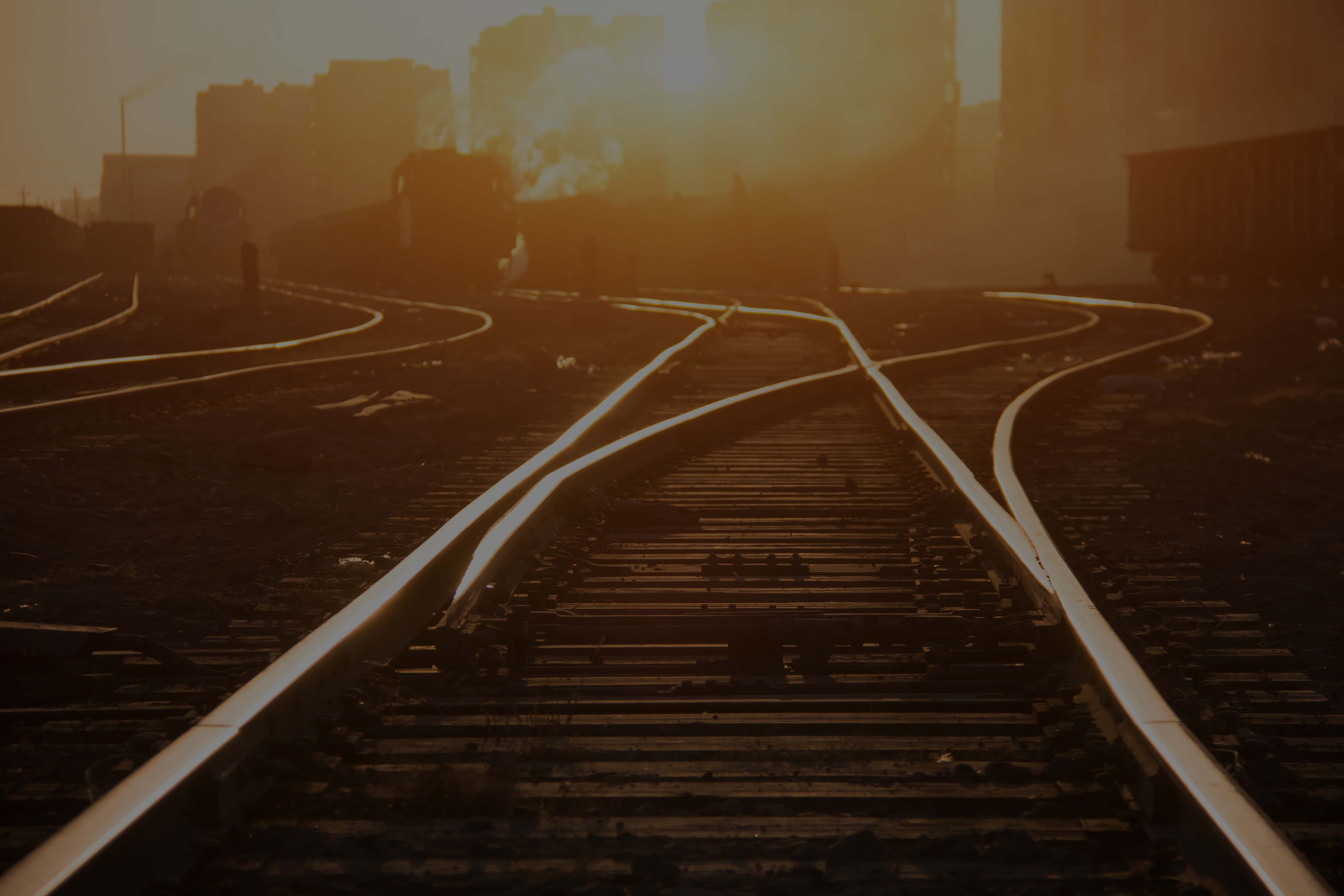 Railroad tracks at sunset